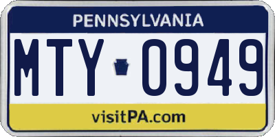 PA license plate MTY0949