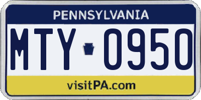 PA license plate MTY0950