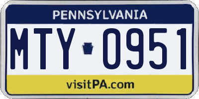 PA license plate MTY0951