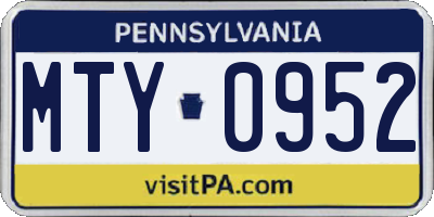 PA license plate MTY0952