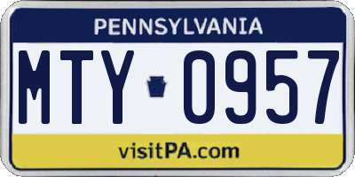 PA license plate MTY0957