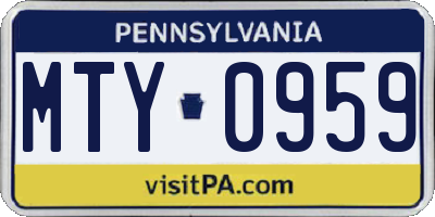 PA license plate MTY0959