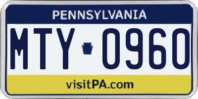 PA license plate MTY0960
