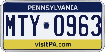 PA license plate MTY0963