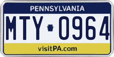 PA license plate MTY0964
