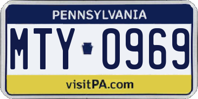 PA license plate MTY0969