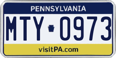 PA license plate MTY0973