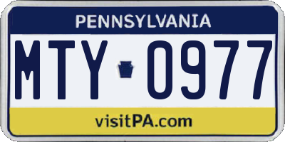PA license plate MTY0977