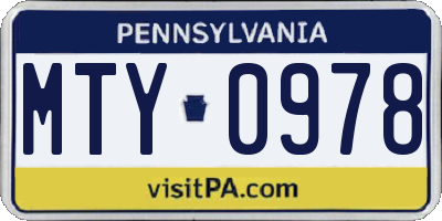 PA license plate MTY0978