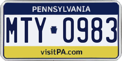 PA license plate MTY0983
