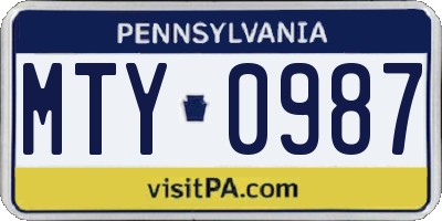 PA license plate MTY0987