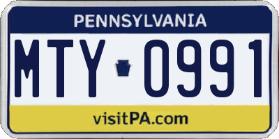 PA license plate MTY0991