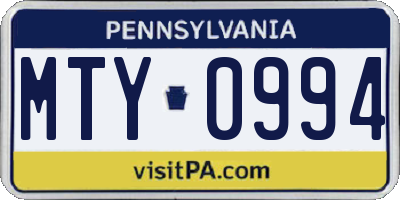 PA license plate MTY0994