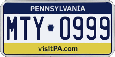 PA license plate MTY0999