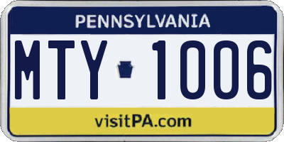PA license plate MTY1006