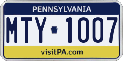PA license plate MTY1007