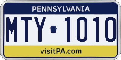 PA license plate MTY1010