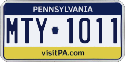 PA license plate MTY1011