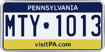 PA license plate MTY1013