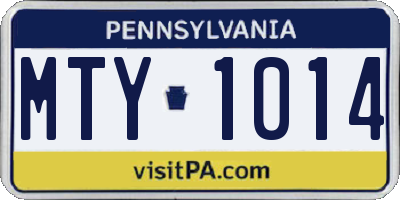 PA license plate MTY1014