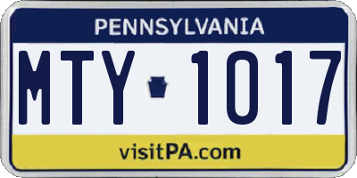 PA license plate MTY1017