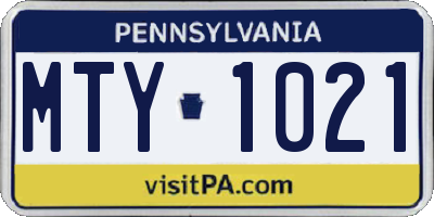 PA license plate MTY1021
