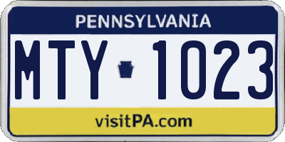 PA license plate MTY1023
