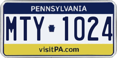 PA license plate MTY1024