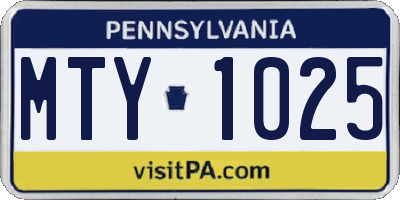 PA license plate MTY1025