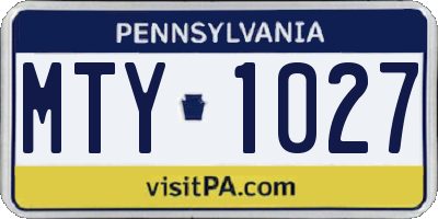 PA license plate MTY1027