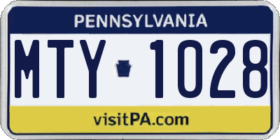 PA license plate MTY1028