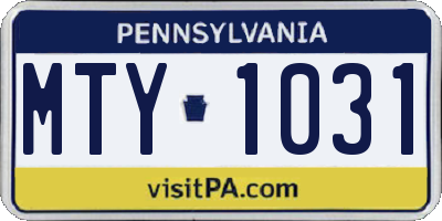 PA license plate MTY1031