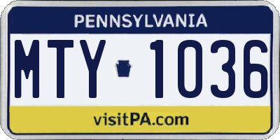 PA license plate MTY1036