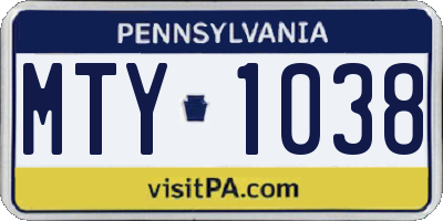 PA license plate MTY1038