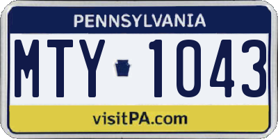 PA license plate MTY1043