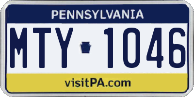 PA license plate MTY1046