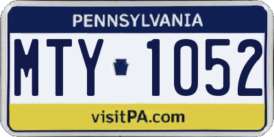 PA license plate MTY1052