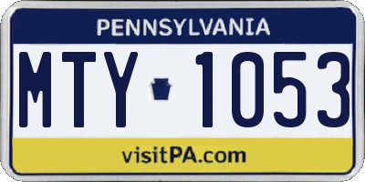 PA license plate MTY1053
