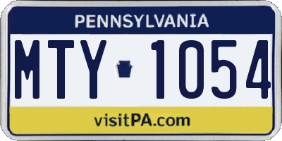 PA license plate MTY1054