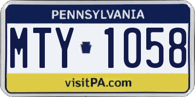 PA license plate MTY1058