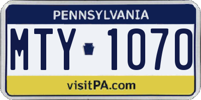 PA license plate MTY1070
