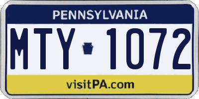 PA license plate MTY1072