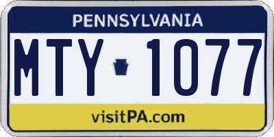 PA license plate MTY1077