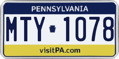 PA license plate MTY1078
