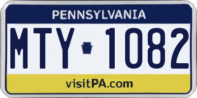 PA license plate MTY1082