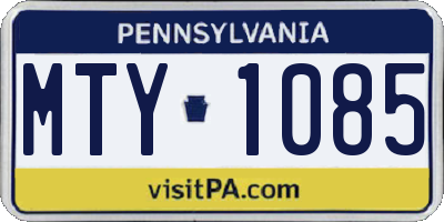 PA license plate MTY1085