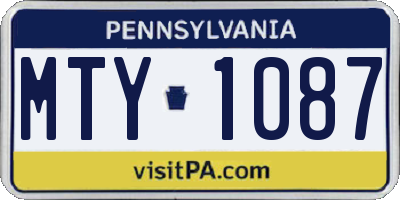 PA license plate MTY1087