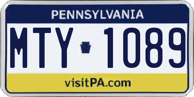 PA license plate MTY1089