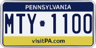PA license plate MTY1100