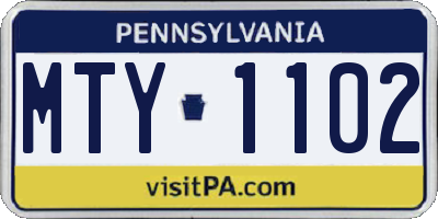 PA license plate MTY1102